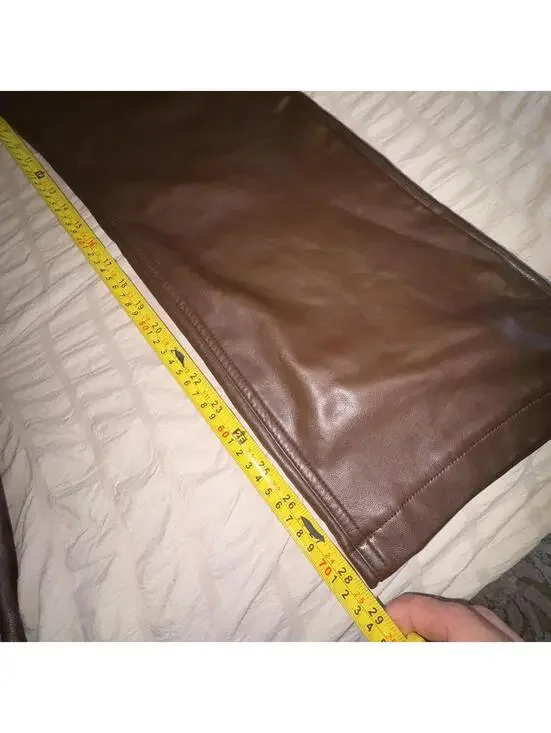 Abercrombie & Fitch The 90s Straight Ultra High Rise Brown Leather Pants 28 6/R - Picture 9 of 9
